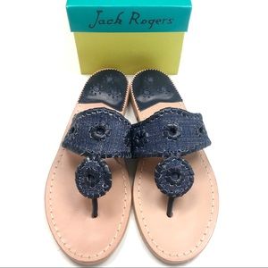Jack Rogers Isla Navy Blue Glitter Sandal 6.5